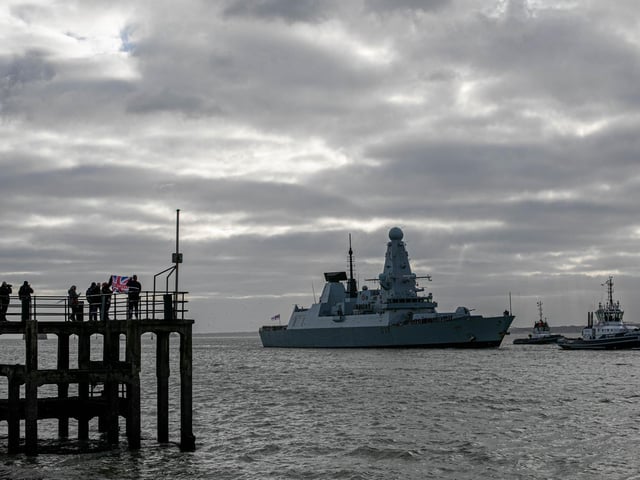 HMS Duncan entering Portsmouth Harbour on Friday, December 22 following 6 months of deployment at sea.
Picture: Habibur Rahman