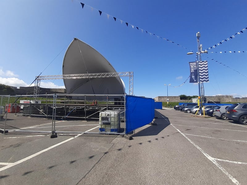 The stage is set for the Beats and Swing area found in the D-Day carpark which will be closed while the festival is on