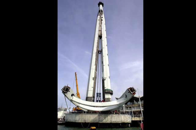 The tower under construction at Gunwharf Quays, February 2004. Picture Paul Jacobs 040989-2