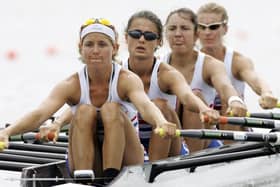 (R-L) Tanya Brady, Lorna Norris, Hester Goodsell and Naomi Hoogesteger of Great Britain in action during the lightweight women's quadruple sculls repechage at the World Rowing Championships at the Nagaragawa International Regatta Course in Gifu, Japan, on August 31, 2005. Picture: Koichi Kamoshida/Getty Images.