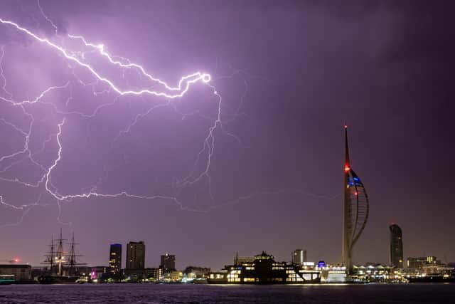 Lightning above Portsmouth and south Hampshire in 2021. Picture: Ian Gray