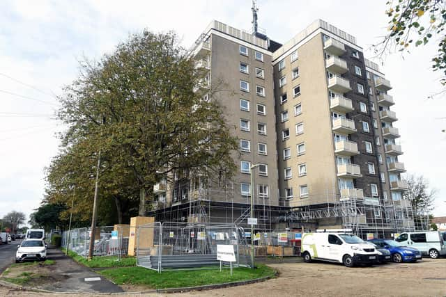 Sprinklers in Chichester House in Lockerley Road, Havant, flooded flats across seven floors Picture: Sarah Standing (311022-5122).