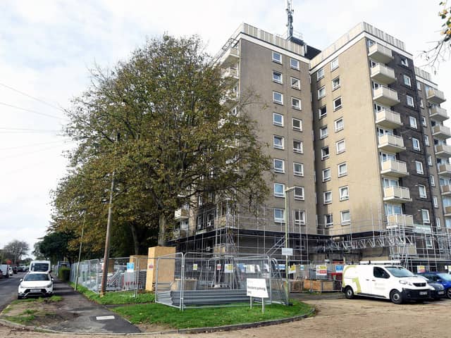 Sprinklers in Chichester House in Lockerley Road, Havant, flooded flats across seven floors Picture: Sarah Standing (311022-5122).