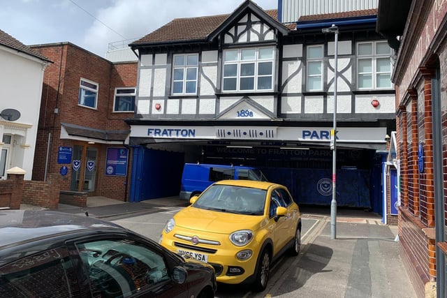 The main entrance to Fratton Park is normally packed with fans at this stage on a match-day