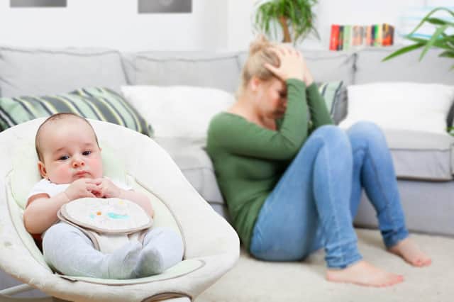 Fiona Caine helps a new mum dealing with post-natal depression. Picture: Alamy/PA.
