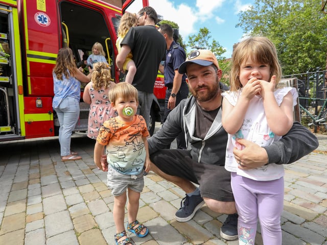Next in the queue to sit in the fire engine at Fareham 999 Day.Picture: Chris  Moorhouse (220624-01)