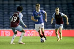 Harvey Rew faces West Ham under-21s in the EFL Trophy in November 2020. Picture: Robin Jones/Getty Images