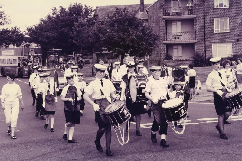 The TS Tenacity cadets leading the Paulsgrove Carnival procession, 1993. The News PP5627