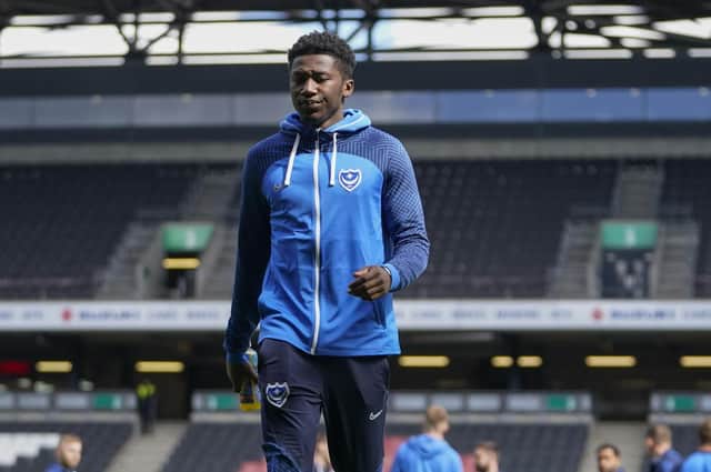Di'Shon Bernard is handed his third Pompey start after being recalled by John Mousinho for the trip to MK Dons. Picture: Jason Brown/ProSportsImages