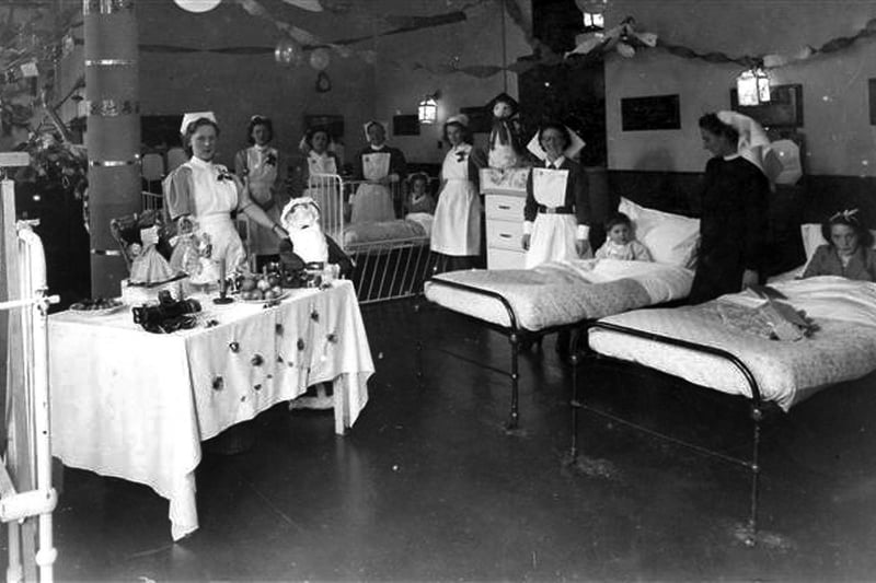 The children's ward at Gosport War Memorial Hospital at Christmas 1948.