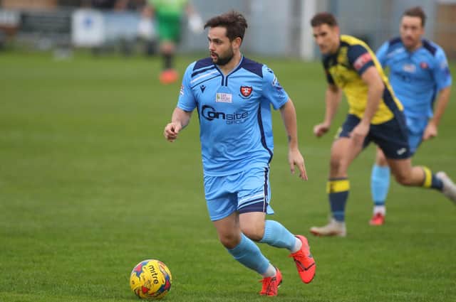 AFC Portchester's George Barker will be assessed ahead of the weekend after picking up an ankle injury in midweek. Picture: Stuart Martin (220421-7042)