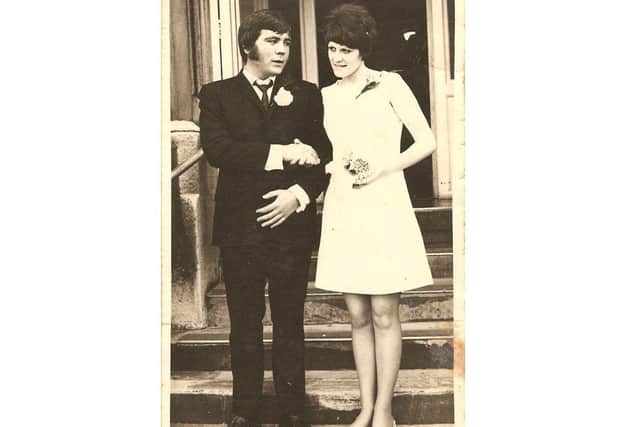 George and Donella on their wedding day at Portsmouth Registry office.