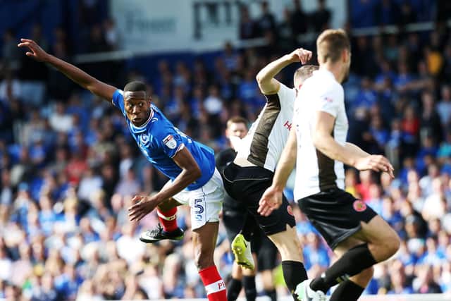 Nicke Kabamba's final Pompey appearance was as a substitute in a 1-1 draw against Walsall in August 2018. Picture: Joe Pepler