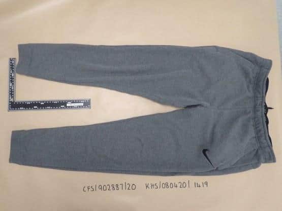 The tracksuit bottoms worn by Smith. Picture: Sussex Police