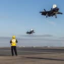 F35-B Lightning Jets on HMS Queen Elizabeth. Photographer: AS1 Natalie Adams
