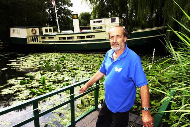 Terry Pagiel and his houseboat Fusil. 032516-1