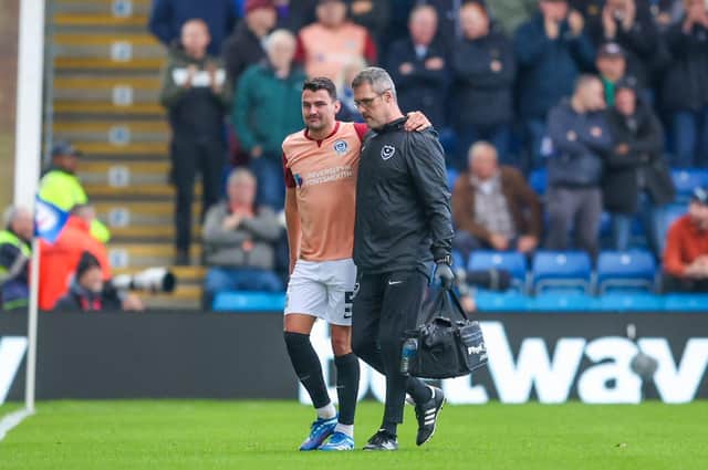 Regan Poole was forced off in the 11th minute at Chesterfield after sustaining a twisted knee. Picture: Simon Davies/ProSportsImages