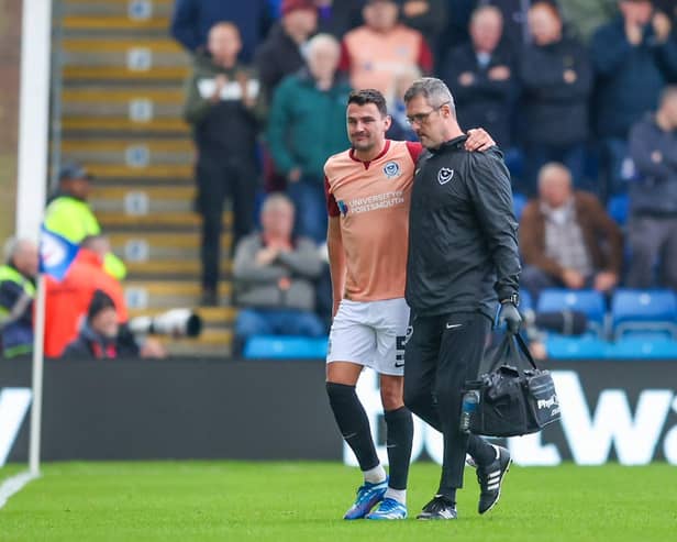 Regan Poole was forced off in the 11th minute at Chesterfield after sustaining a twisted knee. Picture: Simon Davies/ProSportsImages