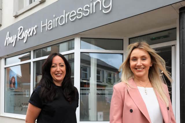 Ukrainian hairdresser Lilya Kulynych has a new life in the UK where she is working in Amy Rogers' salon in Stoke Road, Gosport. She is pictured wih Amy Rogers, left
Picture: Chris Moorhouse (jpns 290622-13)