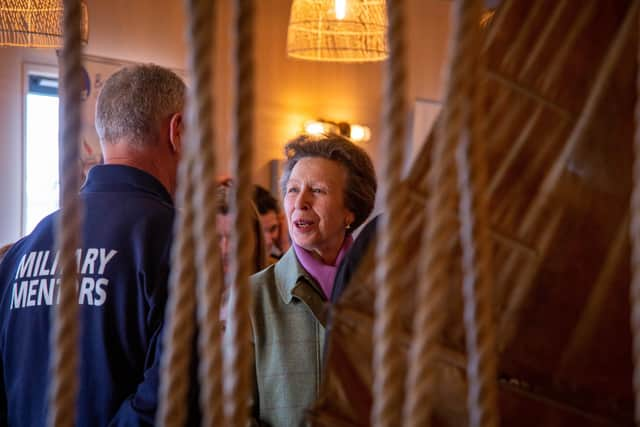 Princess Anne, Princes Royal is visiting Gosport to re-commission a historic yacht, Boleh at Haslar Marina, Gosport, on Tuesday 1st November 2022.

Pictured: Princess Anne, Princes Royal greeted by    guests at The Greek at Haslar Marina, Gosport

Picture: Habibur Rahman