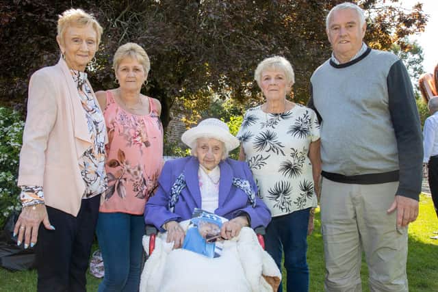 Portsmouth resident Dorothy Crook marked her 100th Birthday on Sunday afternoon with a huge family gathering at Canoe Lake in Southsea.



Pictured - Dorothy Crook, 100, with her children, Valerie Cooper, Pamela Hackett, Jackie Robinson and Colin Crook.



Pictures by Alex Shute