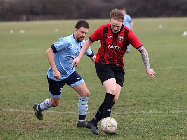 Portchester Rovers (blue) v Horndean United. Picture: Sam Stephenson