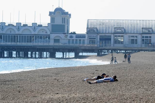 Southsea beach on Good Friday, April 10.
Picture: Sarah Standing (100420-745)