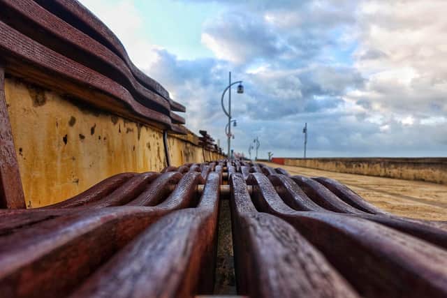 The benches on top of the Hot Walls are just one of the many photographs in the 24 Hours in Portsmouth exhibition.