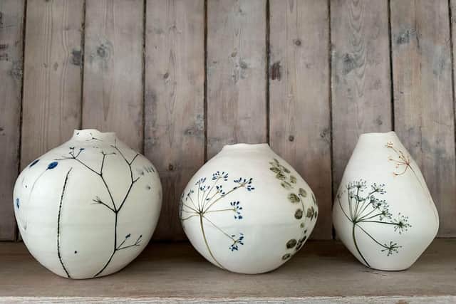 Ceramics created by Jeannie McConville for her show with partner Matt Dixon - Prints and Pieces - which is at The Corner Collective in Albert Road, Southsea from March 28- April 7, 2024