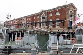 HMS Sabre and Scimitar are decommissioned in a ceremony at Portsmouth Dockyard