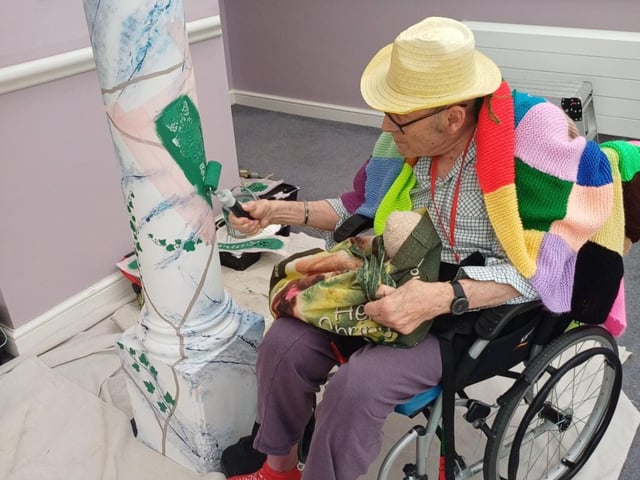 A splash of colour and creativity during a painting session at Bedhampton Court.