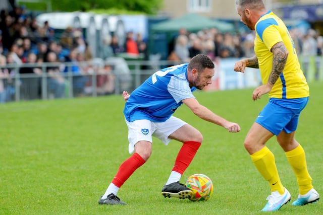 Action from the football match between Sophie's Allstars and Pompey Charity Squad in aid of Sophie's Legacy. Picture: Sarah Standing (080523-4688)