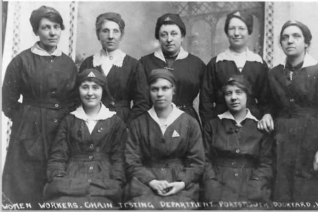 The chain testing department group photo in 1917, made up of Triangle Girls at Portsmouth dockyard
Picture: Portsmouth Royal Dockyard Historical Trust