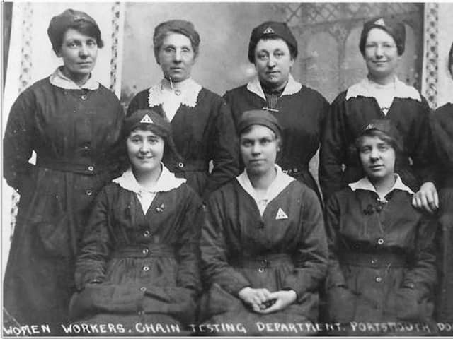The chain testing department group photo in 1917, made up of Triangle Girls at Portsmouth dockyard
Picture: Portsmouth Royal Dockyard Historical Trust