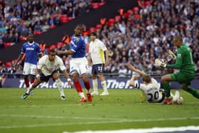 Freddie Piquionne puts Pompey ahead against Spurs in the 2010 FA Cup semi-final on April 11, 2010. Picture: Joe Pepler