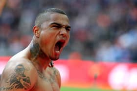 Prince Boateng celebrates scoring from the penalty spot in Pompey's 2-0 FA Cup semi-final triumph over Spurs at Wembley in April 2010. Picture: Nick Potts/PA Wire