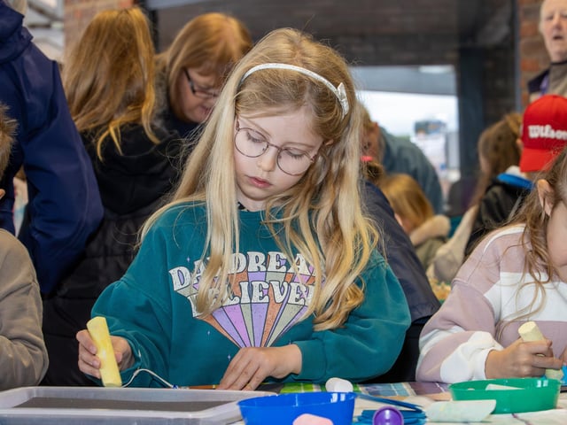 Visitors were treated to a Birds of prey display at Port Solent on Thursday, along with arts and craft for children.Pictured - Eliza Duggan, 6 from Copnor creating her art piecePhotos by Alex Shute