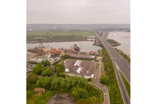 Drone pictures of the Covid-19 testing facility in Tipner West, Portsmouth.
Picture: Solent Sky Services