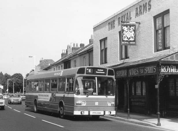 The Royal Arms in Stoke Road, Gosport with its decorative iron works which doubled as a bus shelter, pictured in 1985. Picture: Fred York