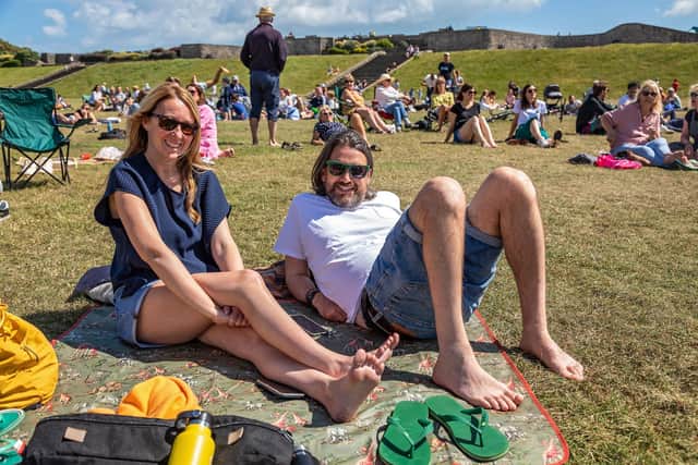 Lorna Glover (43) and Nick Glover (42) from Southsea at Live at the Band Stand. Picture: Mike Cooter (120622)