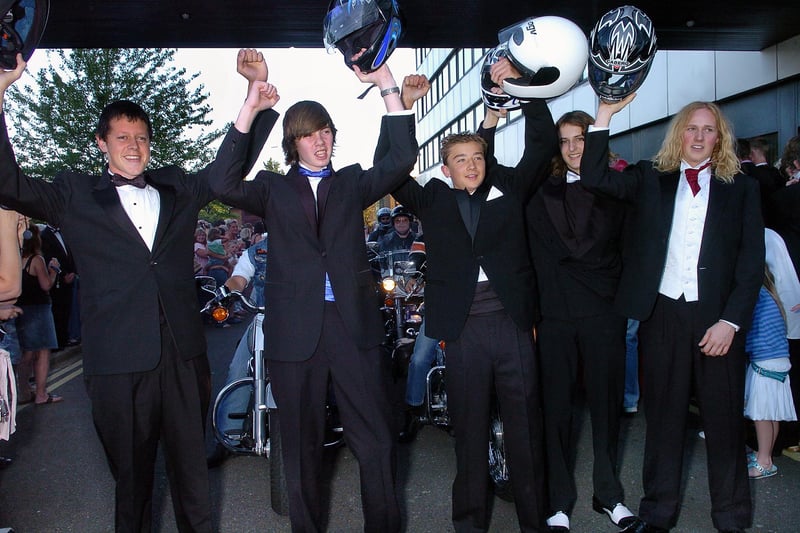 Todd Calas, Chris Bennett, Shaun Hall, Josh Greaves and Phil Spencer attending Springfield Specialist Technology College's Year 11 prom at the Marriott Hotel in June 2006. Picture: (062869-0087)