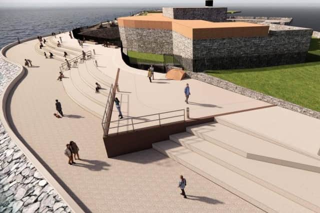 A CGI of the revised sea defences at Southsea Castle. Credit: Coastal Partners