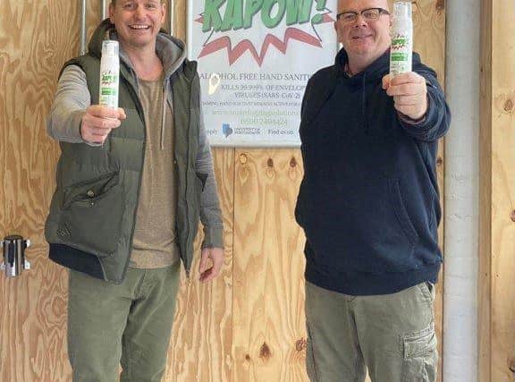 Sam Tuppen and Tim Hart, who are behind Fratton-based hand sanitiser company Kapow.