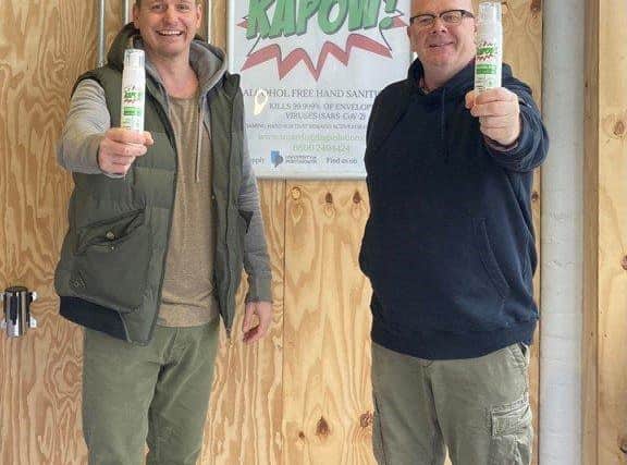  Sam Tuppen and Tim Hart, who are behind Fratton-based hand sanitiser company Kapow.