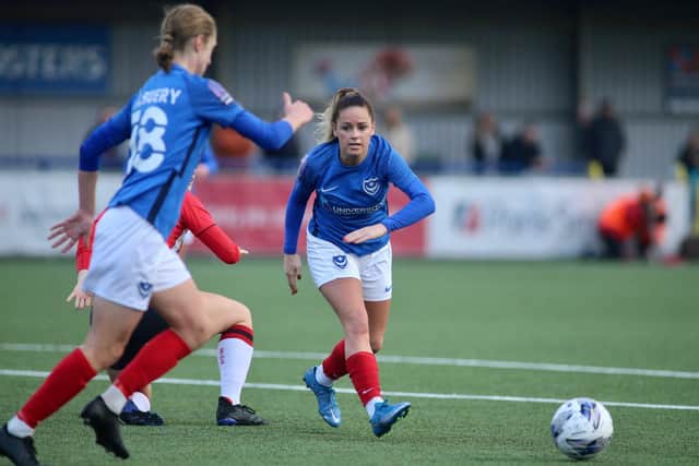Cherelle Khassal netted for Pompey Women against Southampton FC Women. Picture: Kieron Louloudis