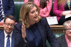 Screen grab of the Leader of the House of Commons Penny Mordaunt answering an urgent question in the House of Commons, London.