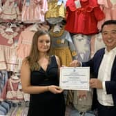 Havant MP Alan Mak visited Button Up Baby in Havant, here he is with co-founder Crystal Young