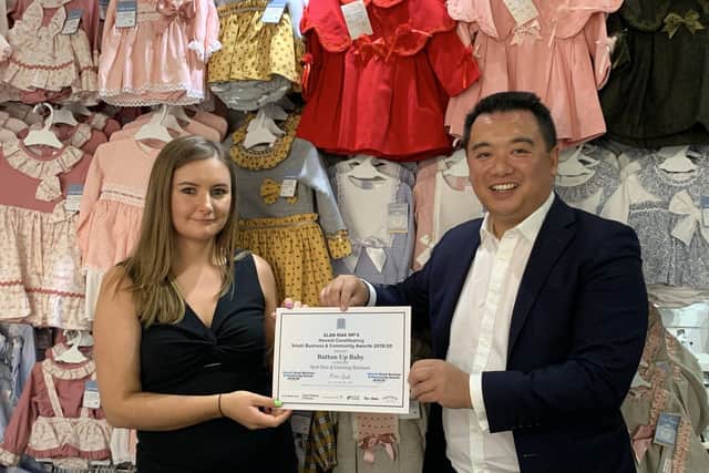 Havant MP Alan Mak visited Button Up Baby in Havant, here he is with co-founder Crystal Young
