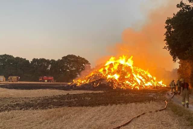 800 tonnes of straw caught fire in Overton, Hampshire Picture: Hampshire and Isle of Wight Fire and Rescue