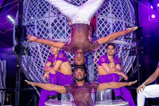 Some of the performers doing a balancing act. Picture: Habibur Rahman